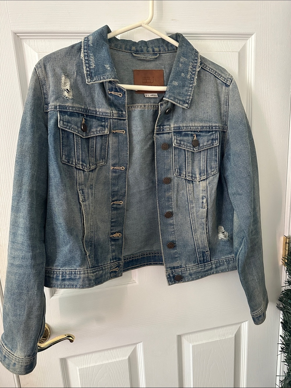 Women's Light Blue Distressed Denim Jacket